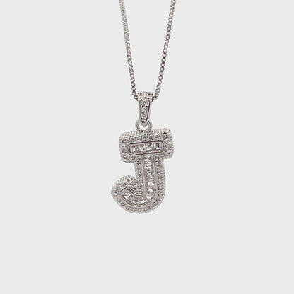 Fancy Diamond Necklace - Letter J