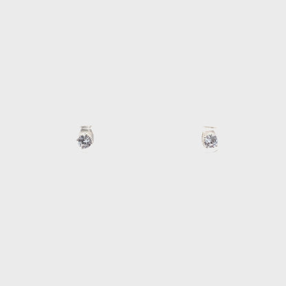 Floor Cubic Zirconia Earrings Round - 4mm