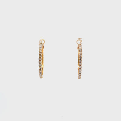 Bling Bling Rhinestone Hoop Earrings 30mm