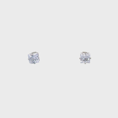 Cubic Zirconia Earrings Square - 7MM