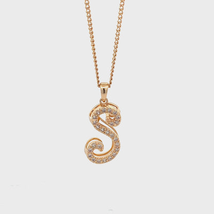 Fancy Stone Initial Necklace - Letter S