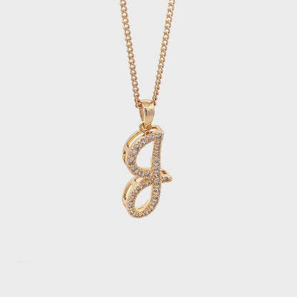 Fancy Stone Initial Necklace - Letter J