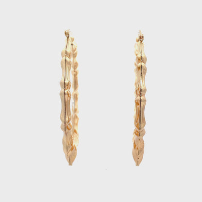 Large Bamboo Initial Earrings 70mm "M"