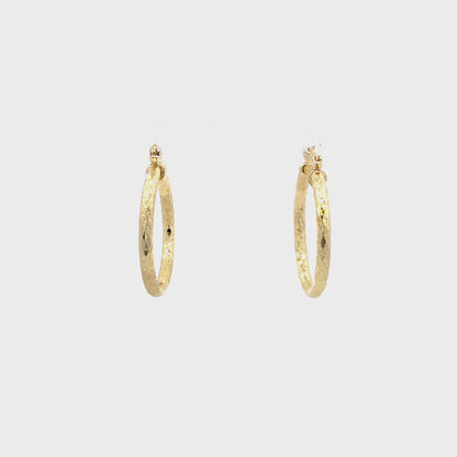 HK Diamond Cut Hoop Earrings 35mm - Style 01